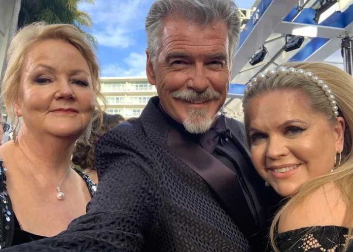 Luxe Style Group Founders Elizabeth Pearce and Vesna Petropoulos with Pierce Brosnan at The Golden Globe Awards, Beverly Hills